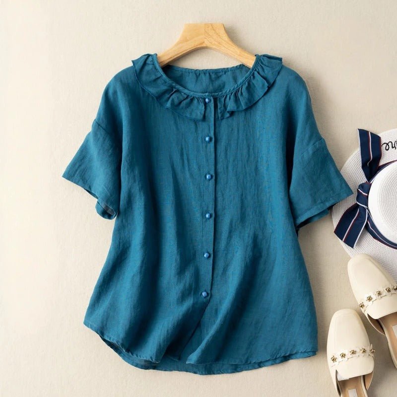 AirSilk Linen Blouse™ — Feel Fresh, Cool, and Stunning All Day Long (Yellow XS) - | Zavonix