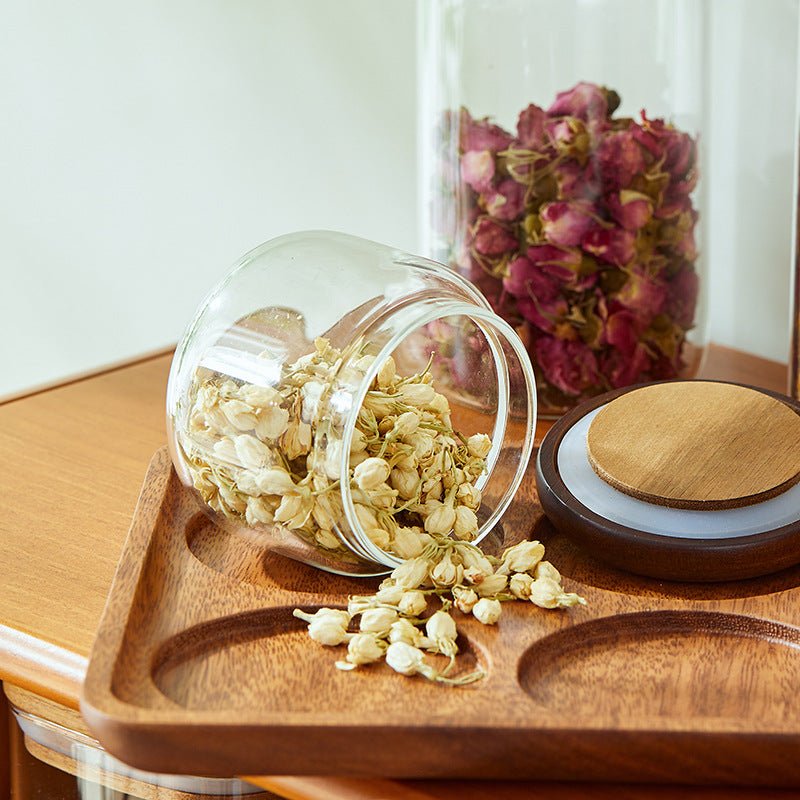 Airtight Glass Kitchen Storage Jars with Acacia Wood Lids – Stylish Pantry Organization 1