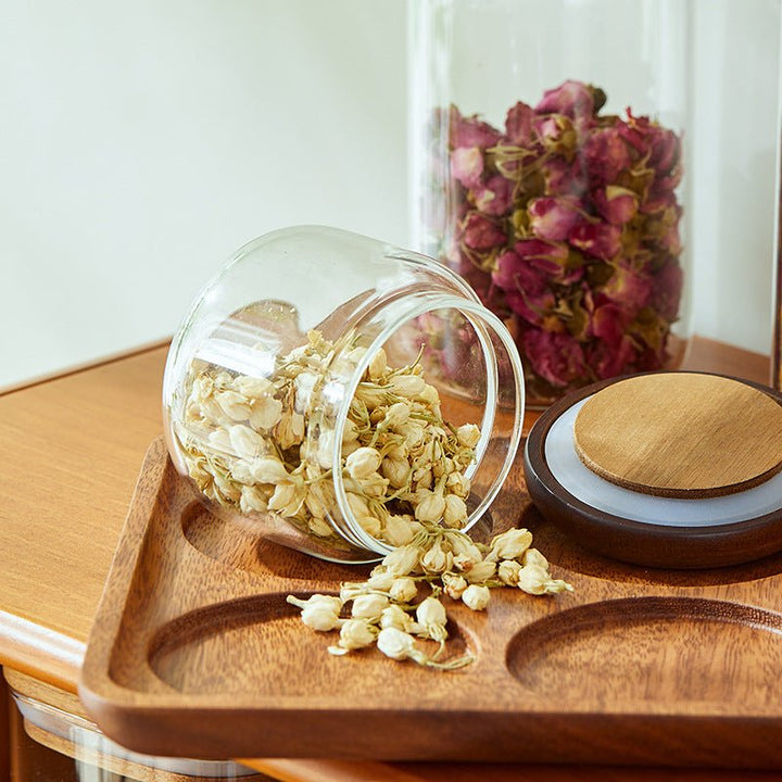 Airtight Glass Kitchen Storage Jars with Acacia Wood Lids – Stylish Pantry Organization 1