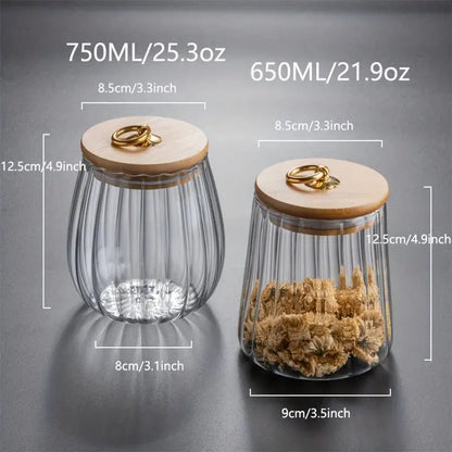 Airtight Glass Storage Jar with Wooden Lid – Clear Borosilicate Kitchen Canister for Tea and Snacks 5