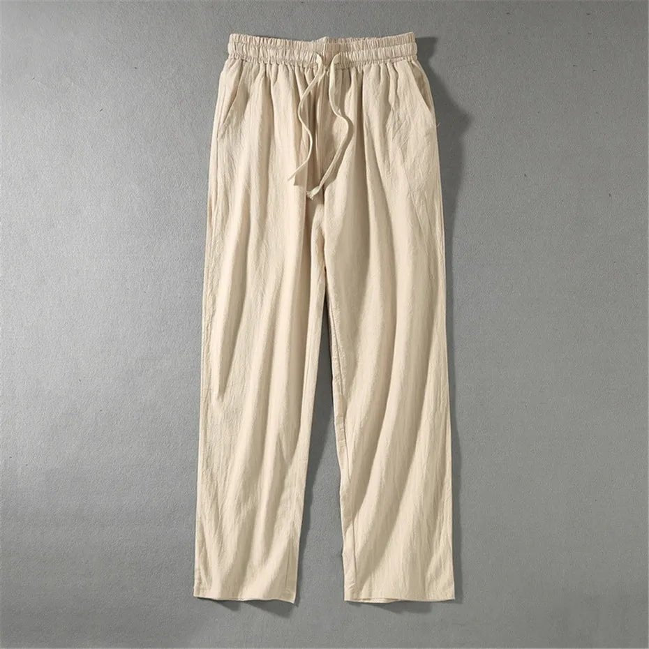 Airy Flax Blend Linen Pants (Black XXS) - | Zavonix