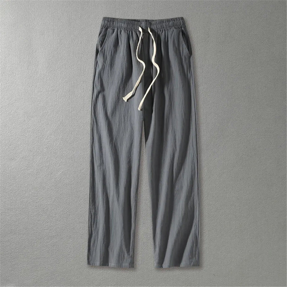Airy Flax Blend Linen Pants (Black XXS) - | Zavonix