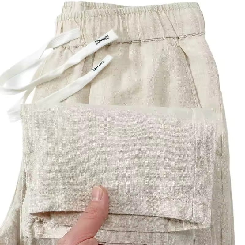 Airy Flax Blend Linen Pants (Black XXS) - | Zavonix
