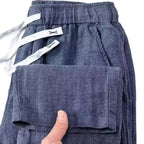 Airy Flax Blend Linen Pants (Black XXS) - | Zavonix