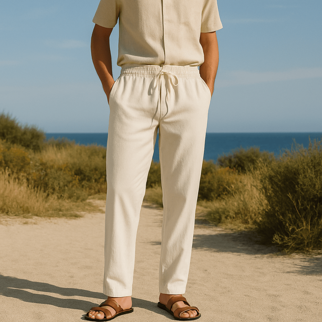 Airy Flax Blend Linen Pants (White XXS) - | Zavonix