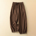 AIRY FLAX TROUSERS (Black XS) - | Zavonix