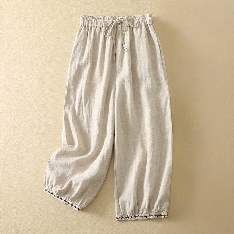 AIRY FLAX TROUSERS (Cream XS) - | Zavonix