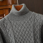 Alaris — 100% Cashmere Turtleneck Sweater with Diamond Knit Pattern (Black XS) - | Zavonix