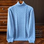 Alaris — 100% Cashmere Turtleneck Sweater with Diamond Knit Pattern (Black XS) - | Zavonix