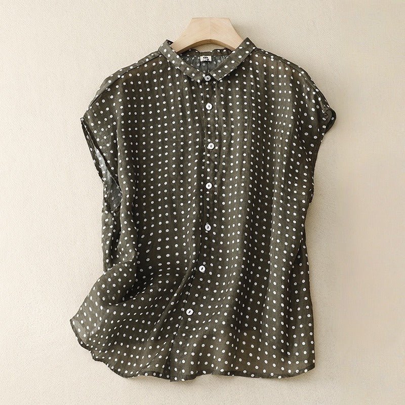 ALENA LINEN TOP (Green XS) - | Zavonix