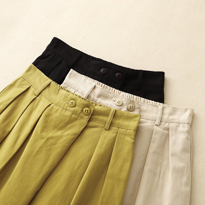 Alera Linen Pants — Breathable Tapered Linen Trousers with Pintuck Waist (Black XS) - | Zavonix
