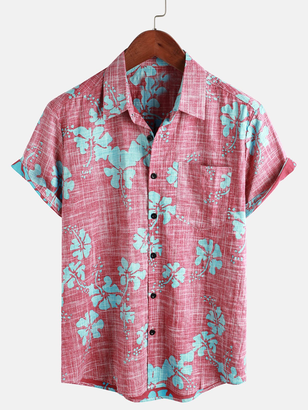 Alero — Men's Red Floral Hawaiian Shirt with Breathable Fabric (S ) - short | Zavonix