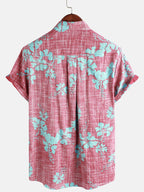 Alero — Men's Red Floral Hawaiian Shirt with Breathable Fabric (S ) - short | Zavonix