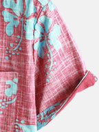 Alero — Men's Red Floral Hawaiian Shirt with Breathable Fabric (S ) - short | Zavonix