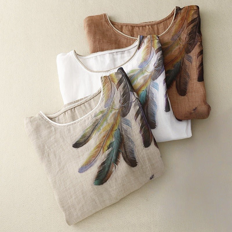ALEXA LINEN BLOUSE (Beige XS) - | Zavonix