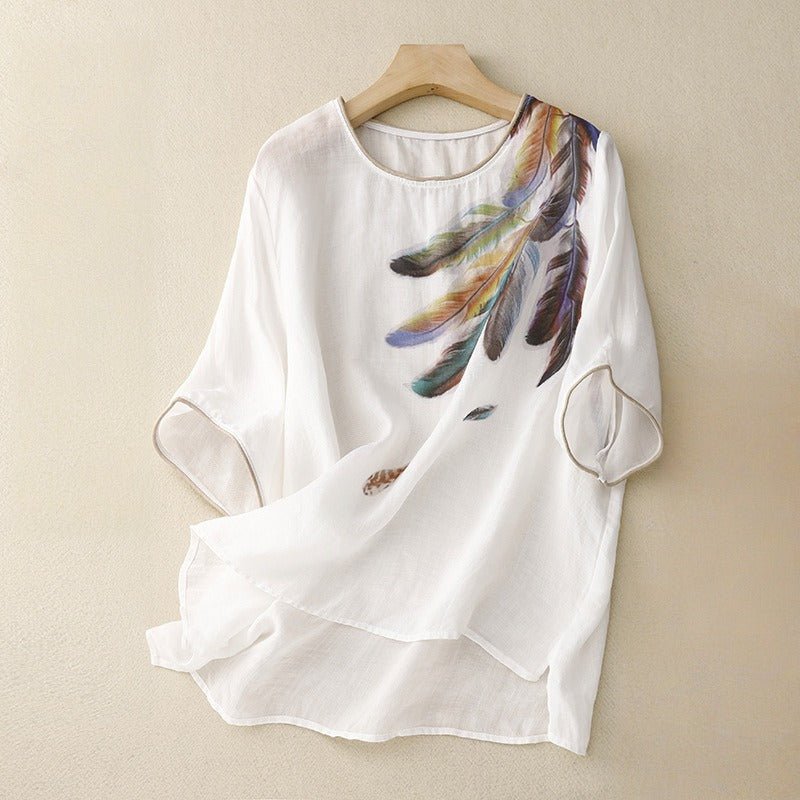 ALEXA LINEN BLOUSE (White XS) - | Zavonix