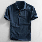 Alfredo Linen - Cotton Polo (Dark Blue S) - | Zavonix