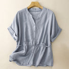 ALICIA LINEN BLOUSE (Light Green XS) - | Zavonix