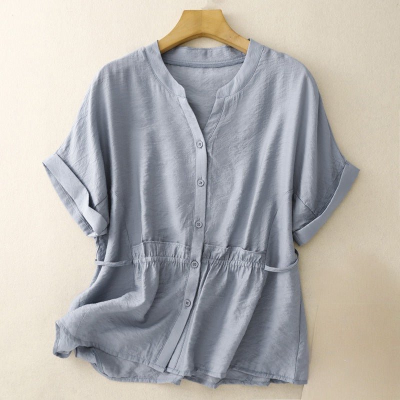ALICIA LINEN BLOUSE (Light Green XS) - | Zavonix