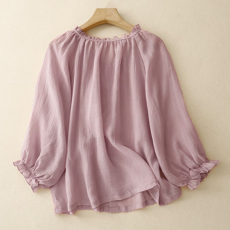 ALODIA LINEN BLOUSE (XS ) - | Zavonix