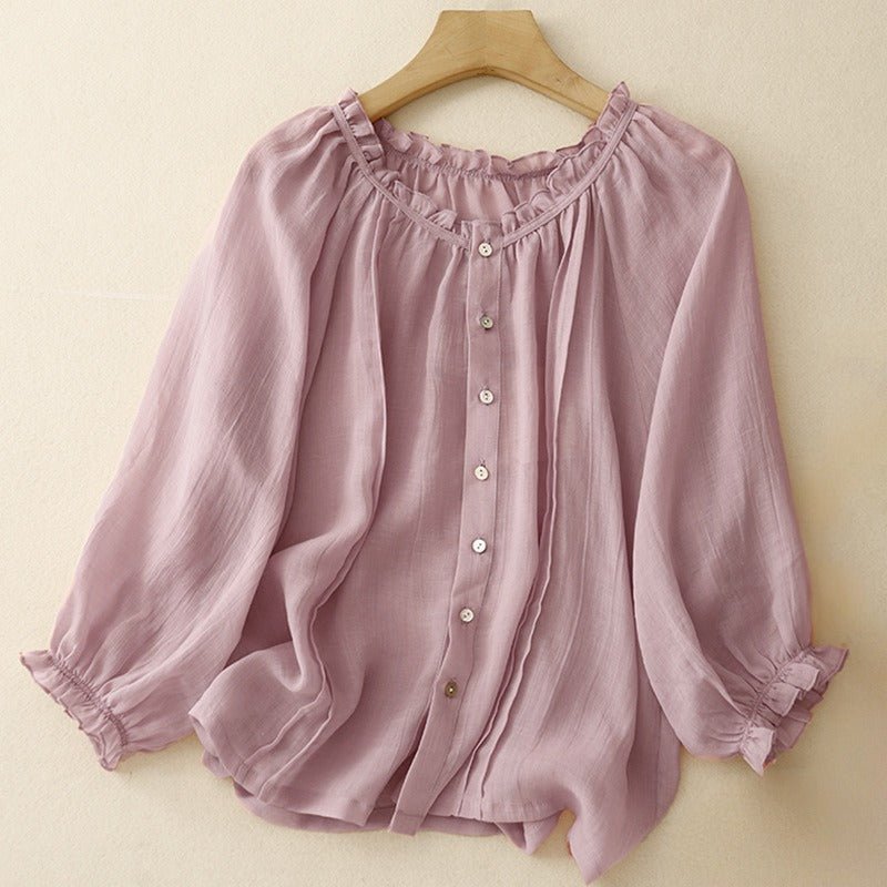 ALODIA LINEN BLOUSE (XS ) - | Zavonix