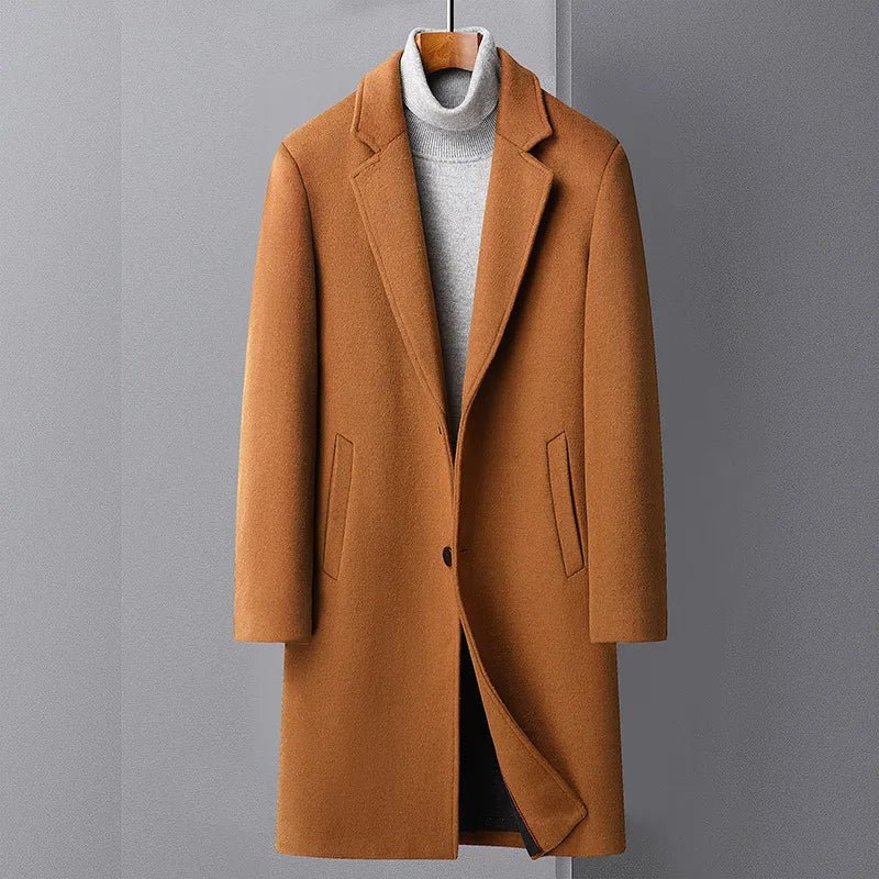 Alpaca Overcoat Wool Trench Coat (Camel XS) - Men's Apparel | Zavonix
