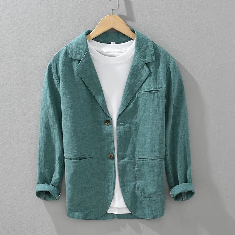 Alvyn — Lightweight Linen Cotton Blazer with Tailored Fit (Turquoise XS) - | Zavonix