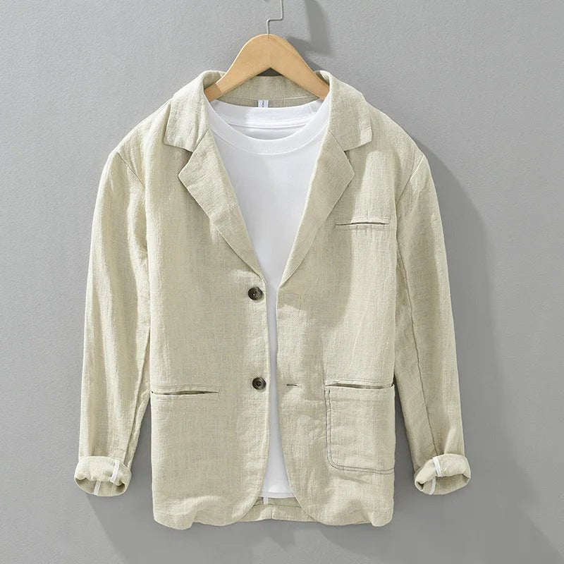 Alvyn — Lightweight Linen Cotton Blazer with Tailored Fit (Cream XS) - | Zavonix