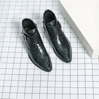 Ambassador Ankle Crocodile - Textured Leather Boots (Black 7) - Leather Shoes | Zavonix
