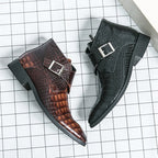 Ambassador Ankle Crocodile - Textured Leather Boots (Black 7) - Leather Shoes | Zavonix