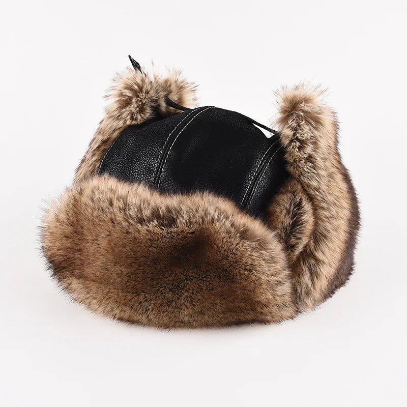 Arctic Aviator Leather Fur Hat (Black Small) - | Zavonix