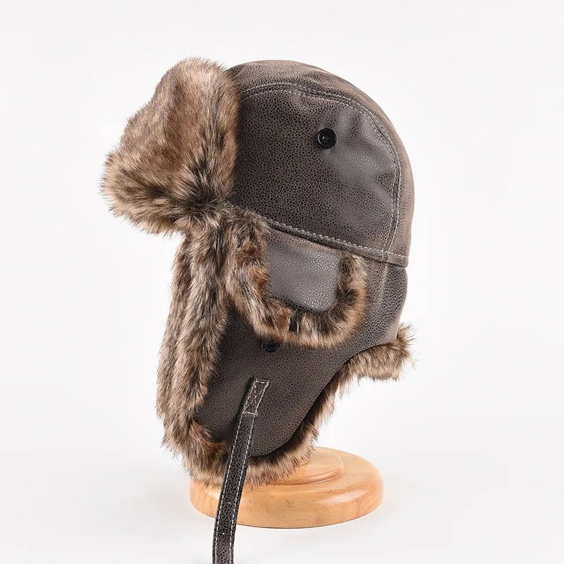 Arctic Aviator Leather Fur Hat (Brown Small) - | Zavonix
