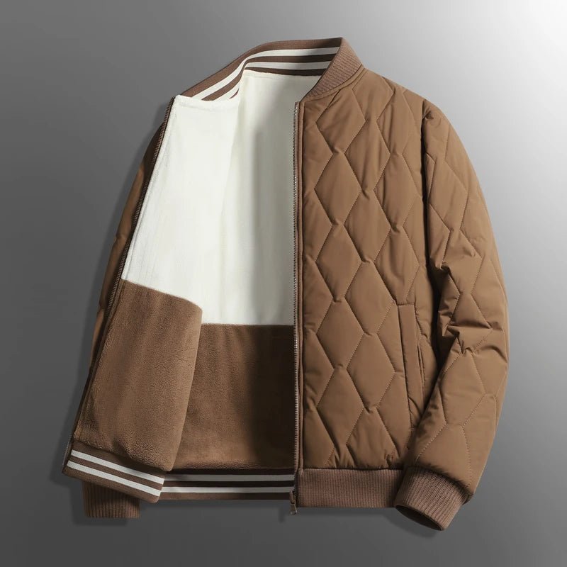 Ardena — Quilted Fleece Jacket with Ribbed Collar for Warmth (Brown S) - | Zavonix