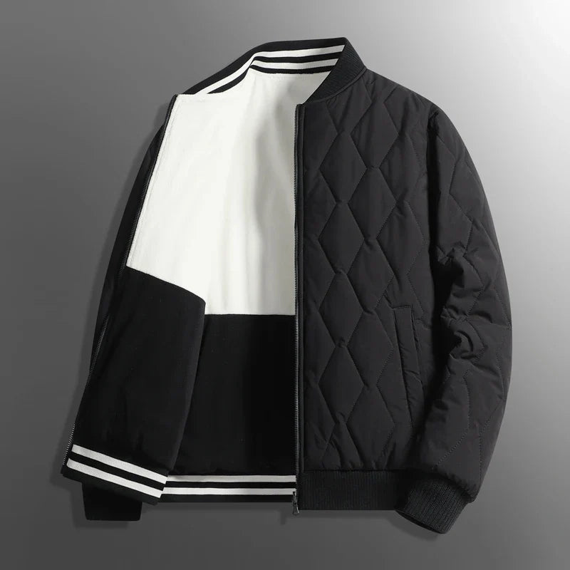 Ardena — Quilted Fleece Jacket with Ribbed Collar for Warmth (Gray S) - | Zavonix