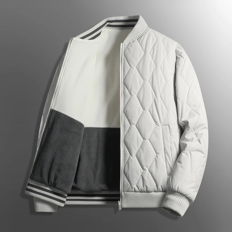 Ardena — Quilted Fleece Jacket with Ribbed Collar for Warmth (White S) - | Zavonix