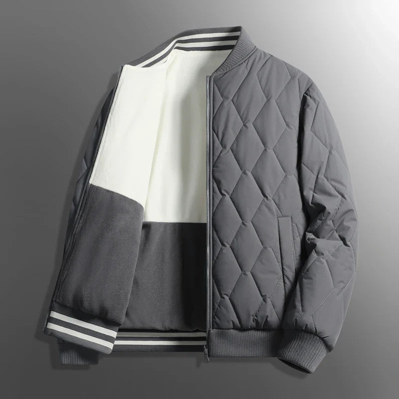 Ardena — Quilted Fleece Jacket with Ribbed Collar for Warmth (Gray S) - | Zavonix