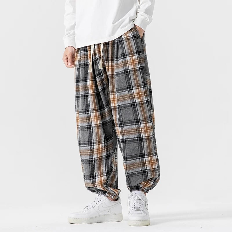 Ardena — Relaxed Fit Plaid Pants with Soft - Touch Fabric (XS Brown) - | Zavonix