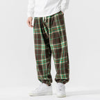 Ardena — Relaxed Fit Plaid Pants with Soft - Touch Fabric (XS Brown) - | Zavonix
