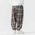Ardena — Relaxed Fit Plaid Pants with Soft - Touch Fabric (XS Brown) - | Zavonix