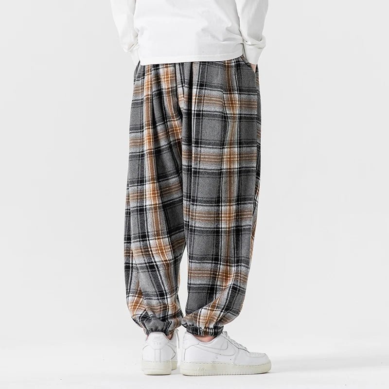 Ardena — Relaxed Fit Plaid Pants with Soft - Touch Fabric (XS Brown) - | Zavonix