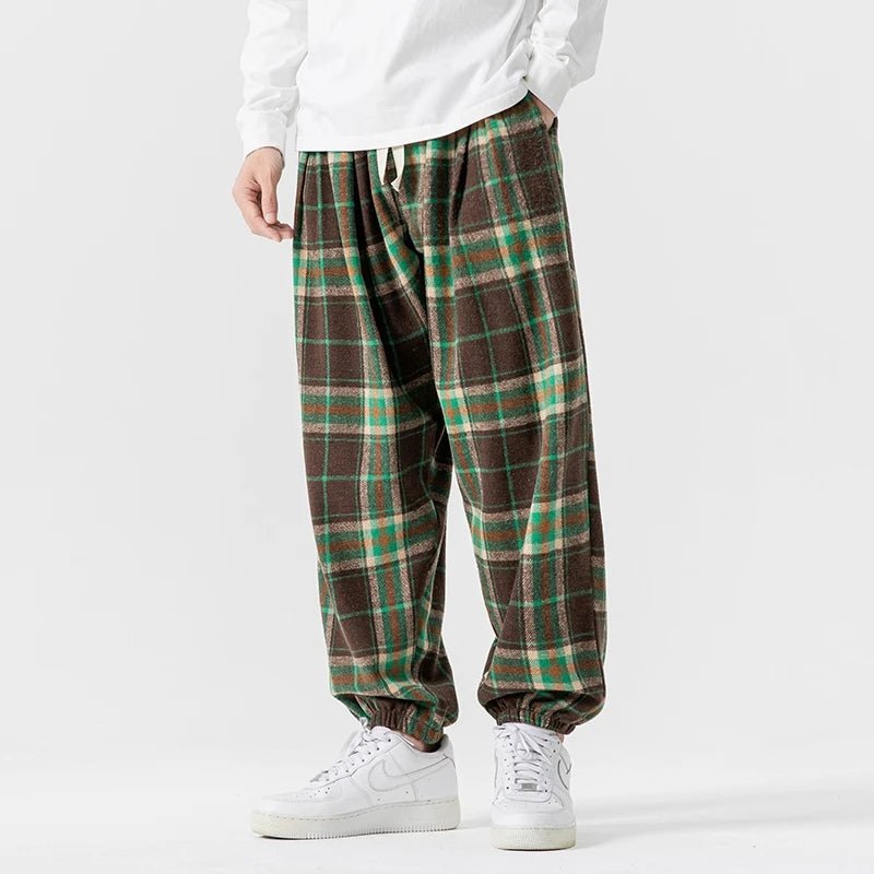 Ardena — Relaxed Fit Plaid Pants with Soft - Touch Fabric (XS Green - Brown) - | Zavonix