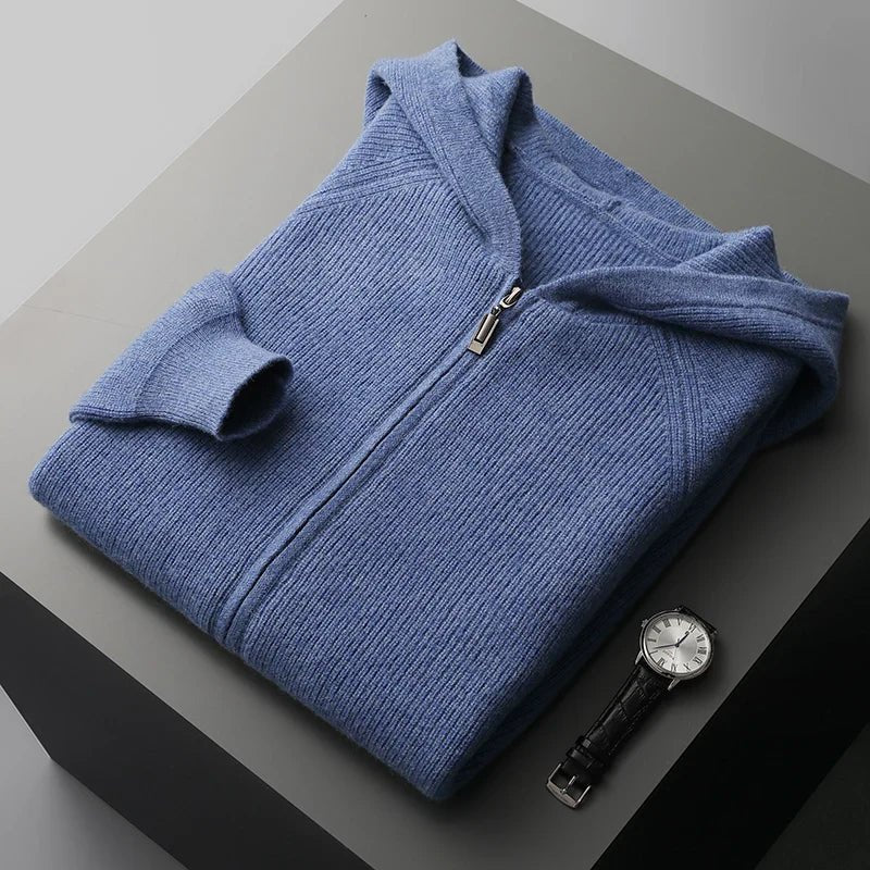 Ardent — Premium Cashmere Merino Hoodie with Tailored Fit (Blue XS) - | Zavonix