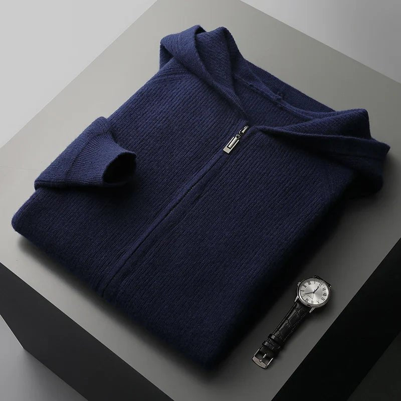 Ardent — Premium Cashmere Merino Hoodie with Tailored Fit (Blue XS) - | Zavonix