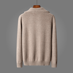 Arlen — Merino Wool Half - Zip Sweater with Adjustable Collar (Camel S) - | Zavonix