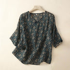 ARIA LINEN BLOUSE (Khaki XS) - | Zavonix