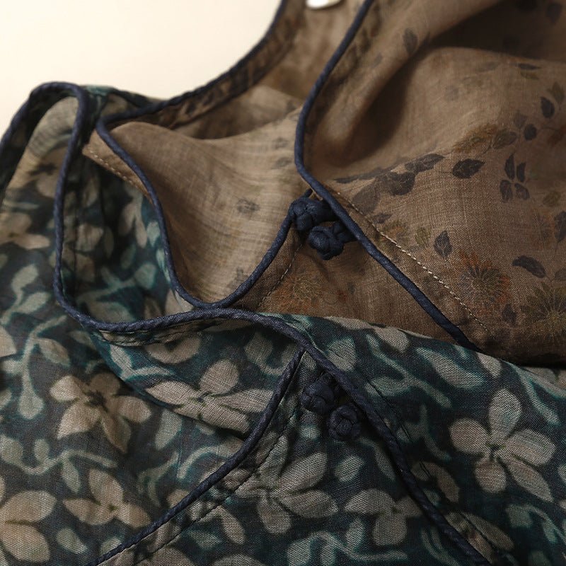 ARIA LINEN BLOUSE (Khaki XS) - | Zavonix