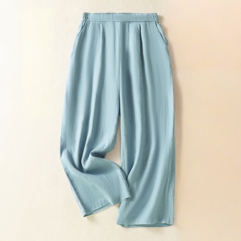 ARIA LINEN PANTS (Light Blue XS) - | Zavonix