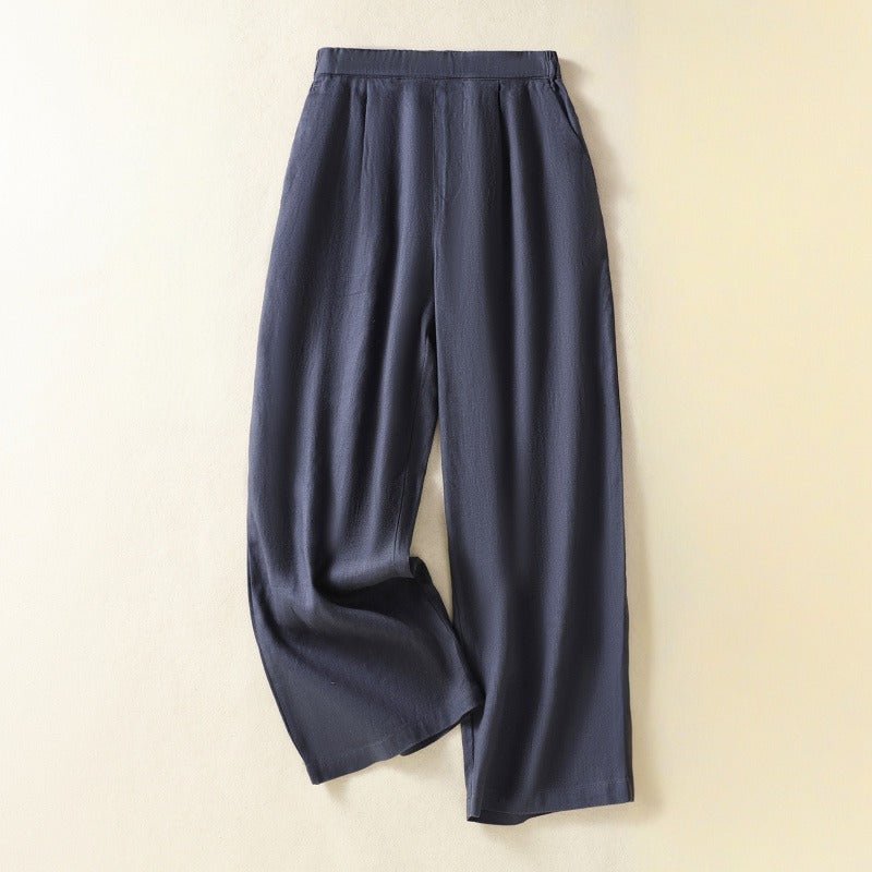 ARIA LINEN PANTS (Navy blue XS) - | Zavonix