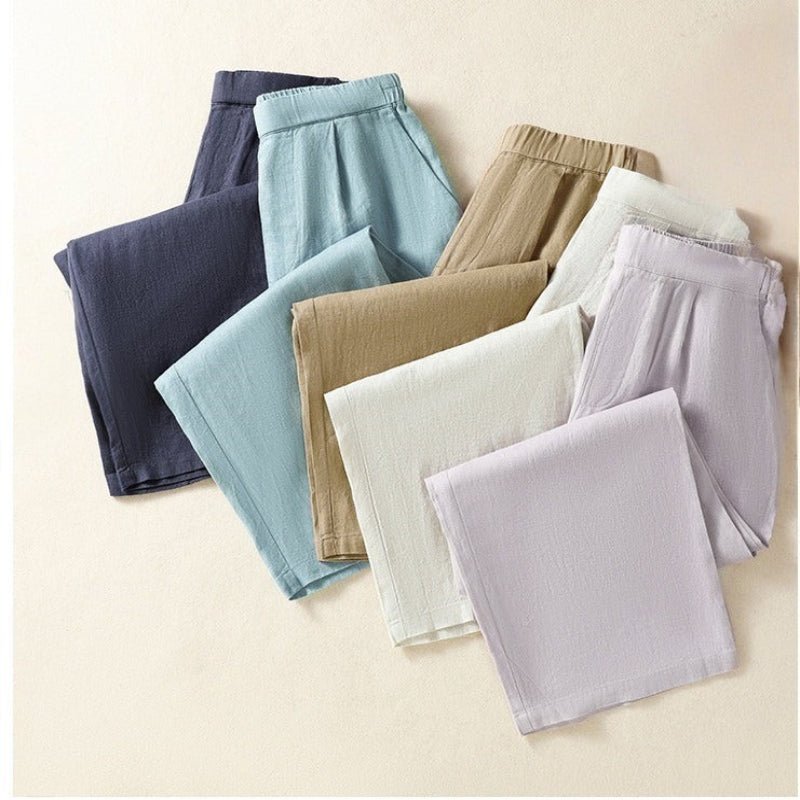 ARIA LINEN PANTS (Navy blue XS) - | Zavonix