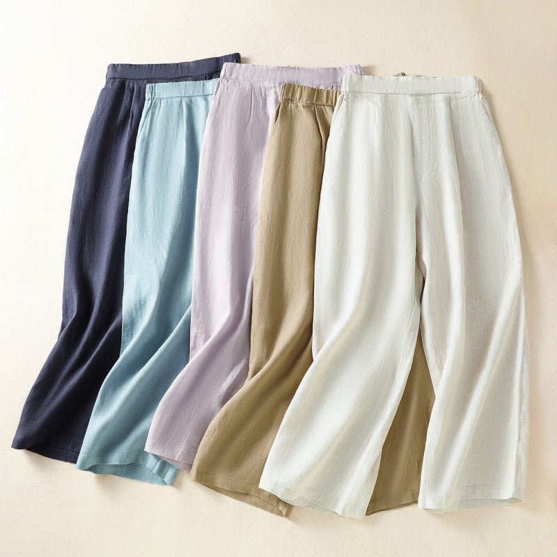 ARIA LINEN PANTS (Navy blue XS) - | Zavonix
